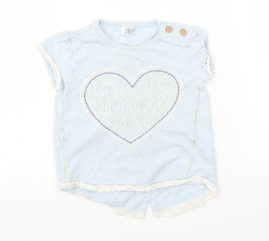 F&F Baby Blue   Basic Blouse Size 12-18 Months  - love heart