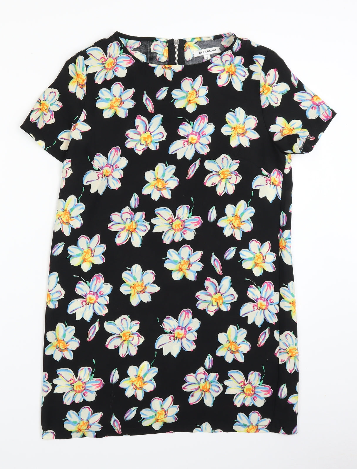 Glamarous Womens Black Floral  T-Shirt Dress  Size S