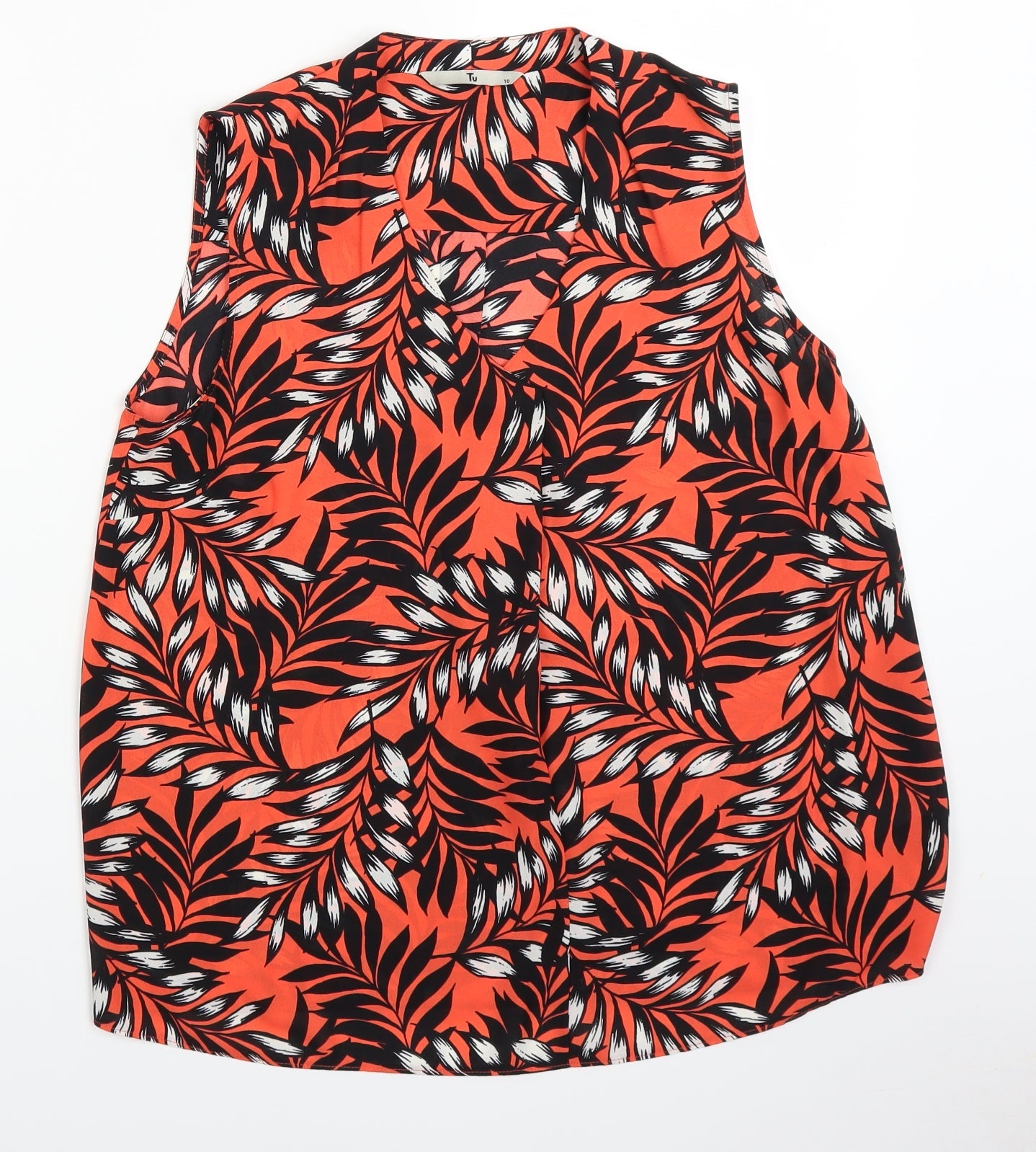 TU Womens Orange Floral  Basic Blouse Size 10