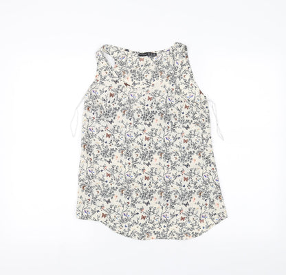 Atmosphere Womens White Floral  Basic Tank Size 6
