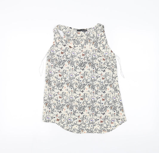 Atmosphere Womens White Floral  Basic Tank Size 6