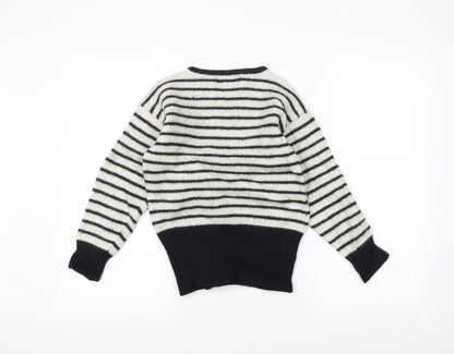 Preloved Expressions Womens White Striped  Pullover Jumper Size M - Back