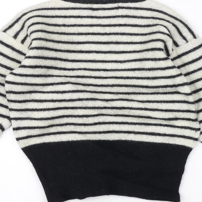 Preloved Expressions Womens White Striped  Pullover Jumper Size M - Label