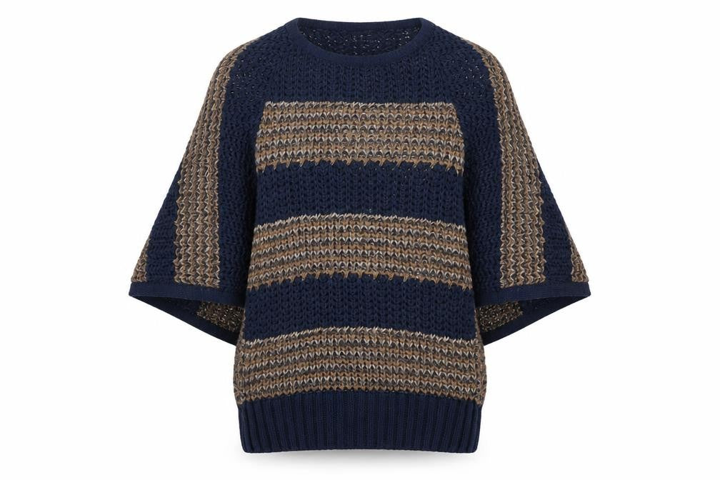 Pull&Bear Womens Blue Striped Knit Pullover Jumper Size M