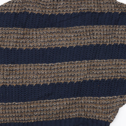 Pull&Bear Womens Blue Striped Knit Pullover Jumper Size M