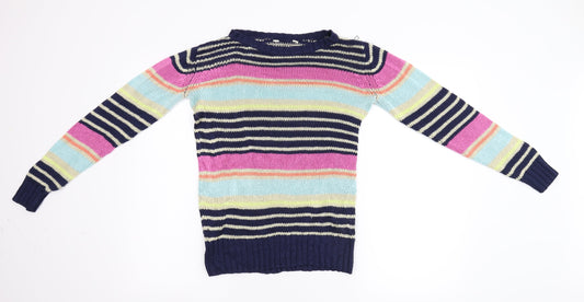 Preworn Womens Multicoloured Striped Knit Pullover Jumper Size M