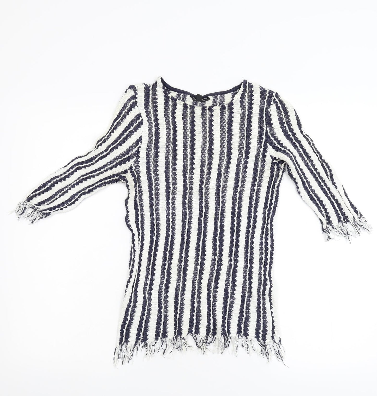 Topshop Womens Multicoloured Striped Knit Basic T-Shirt Size 10