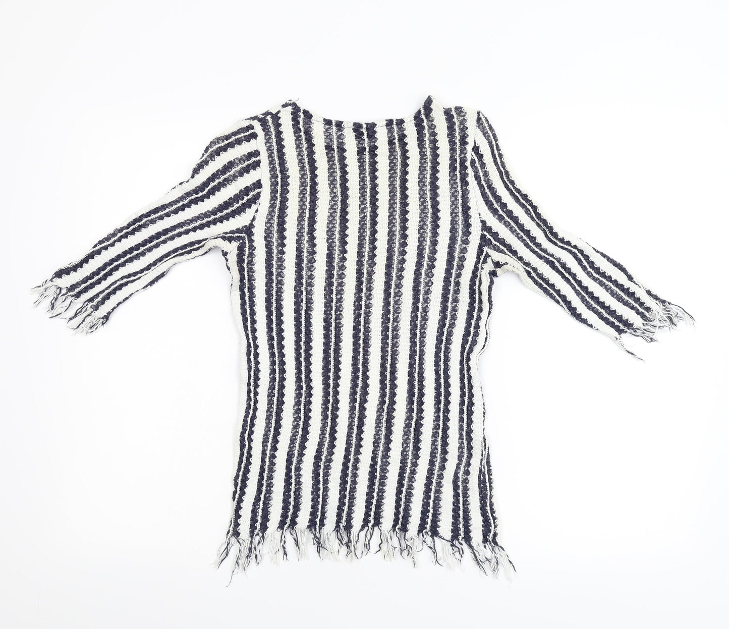 Topshop Womens Multicoloured Striped Knit Basic T-Shirt Size 10