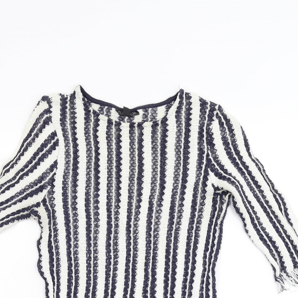 Topshop Womens Multicoloured Striped Knit Basic T-Shirt Size 10