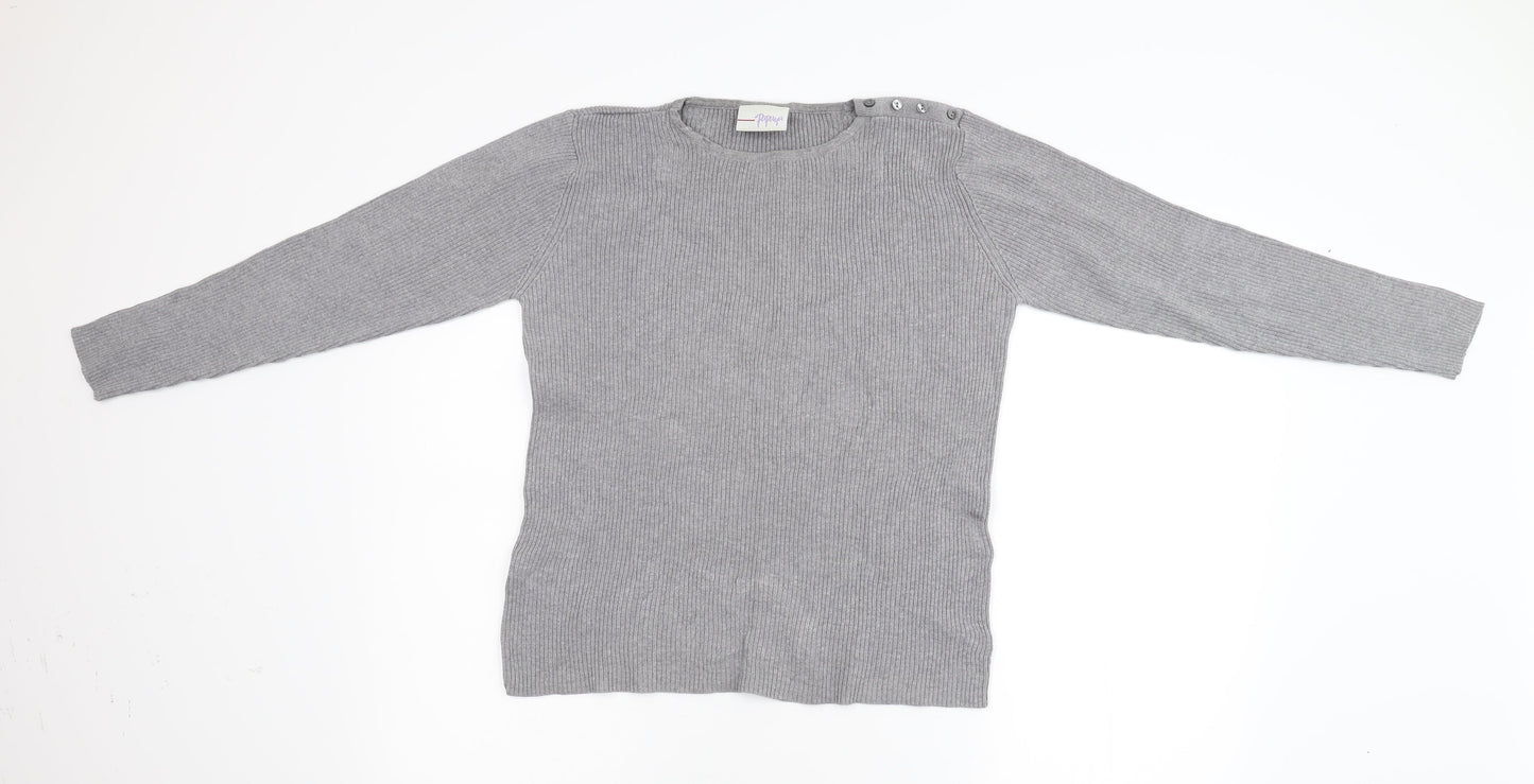 Papaya Womens Grey  Knit Pullover Jumper Size L