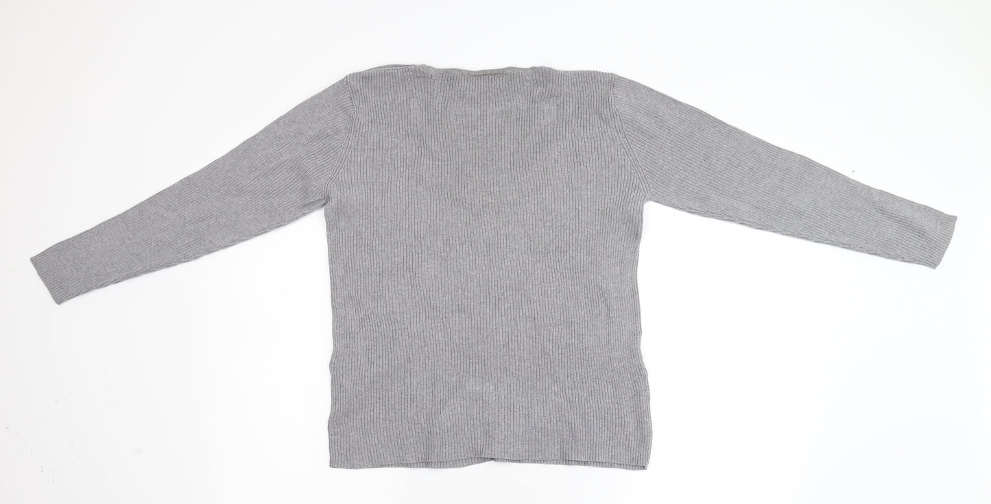 Papaya Womens Grey  Knit Pullover Jumper Size L