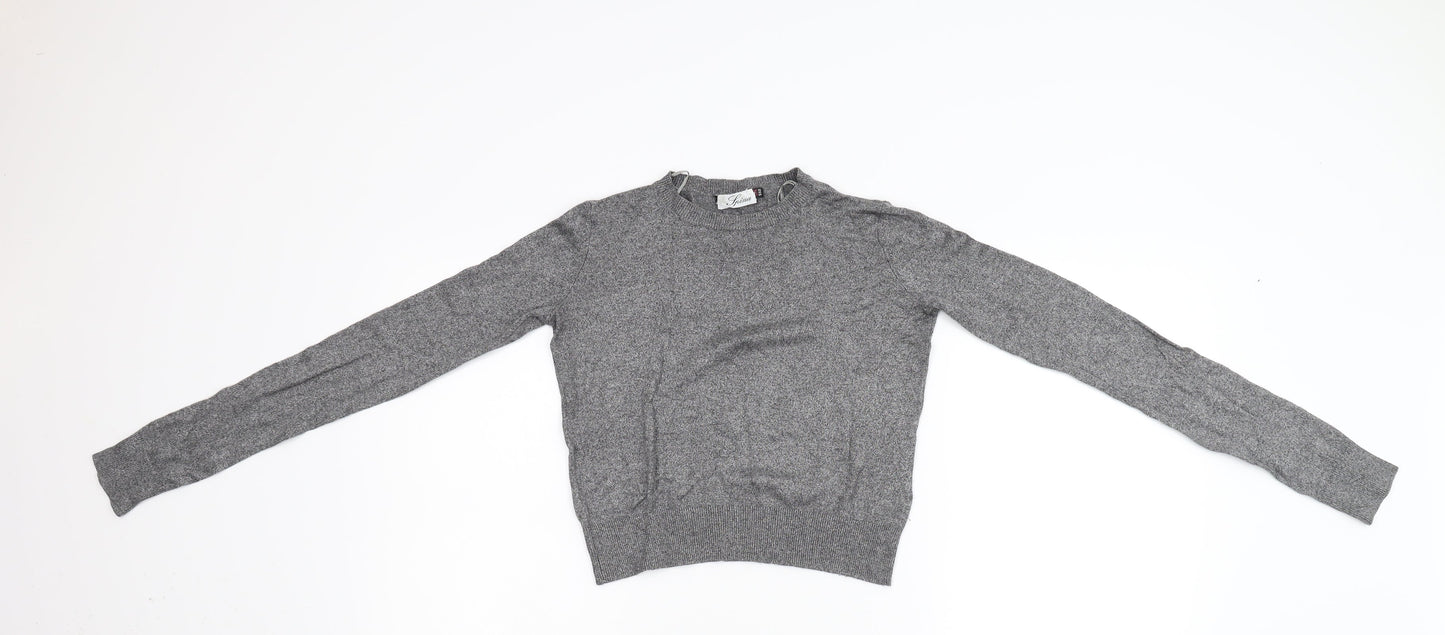 Spina Womens Grey  Knit Pullover Jumper Size XS