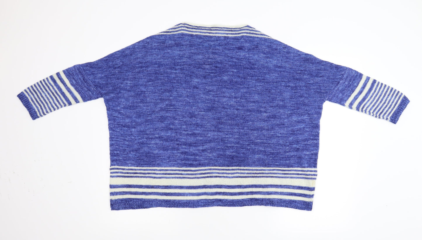 Preworn Womens Blue Striped Knit Pullover Jumper Size L