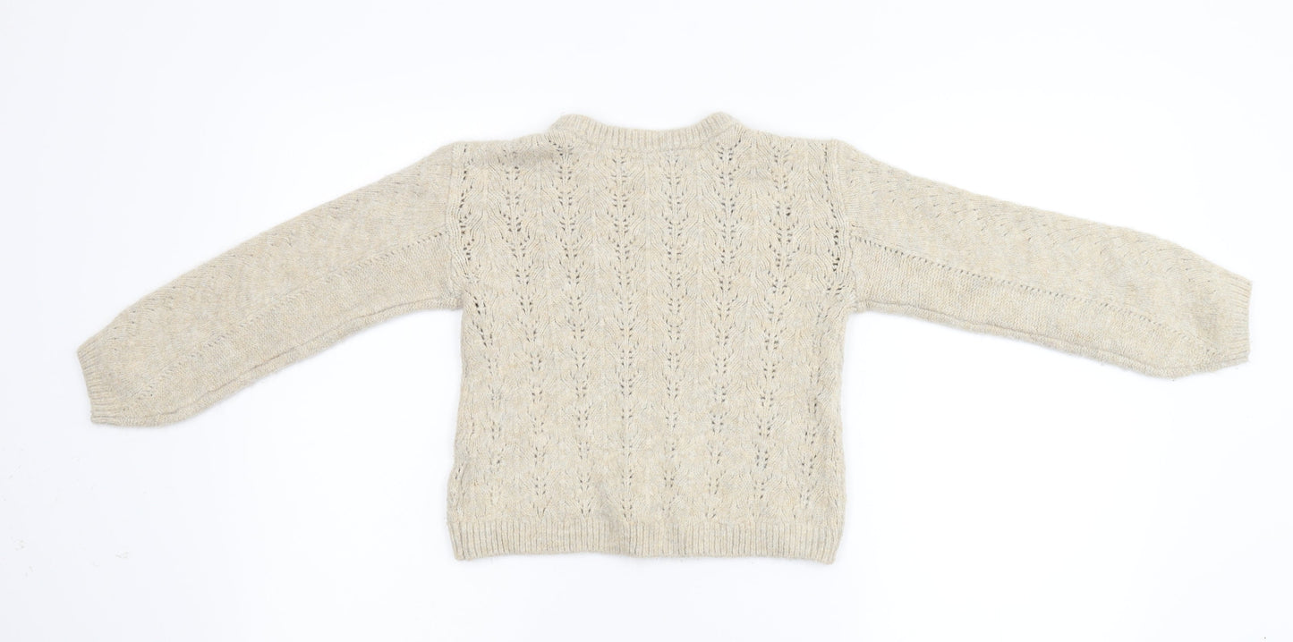Preworn Girls Beige  Knit Pullover Jumper Size M