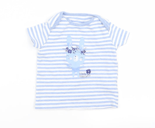 F&F Baby Blue Striped  Basic T-Shirt Size 12 Months