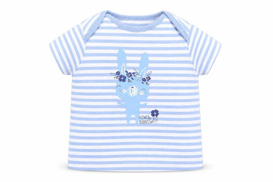 F&F Baby Blue Striped  Basic T-Shirt Size 12 Months
