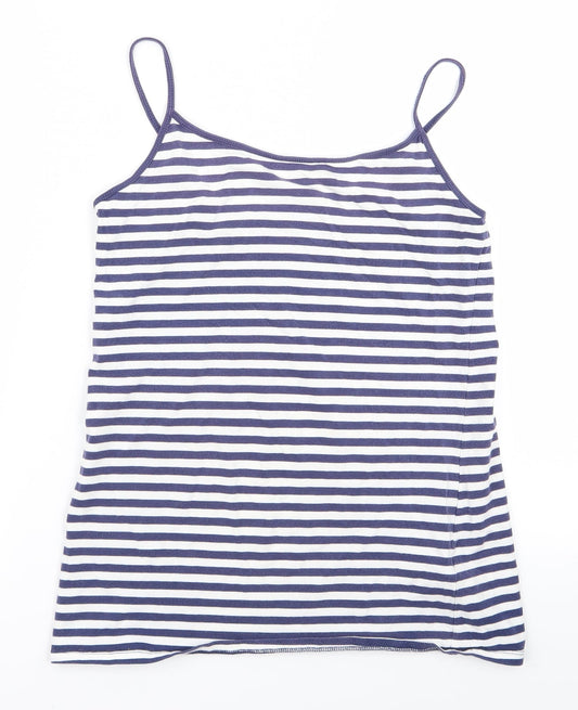Preworn Womens Blue Striped  Basic Blouse Size 16