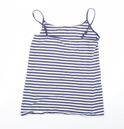 Preworn Womens Blue Striped  Basic Blouse Size 16
