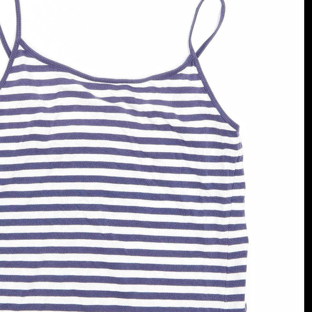 Preworn Womens Blue Striped  Basic Blouse Size 16