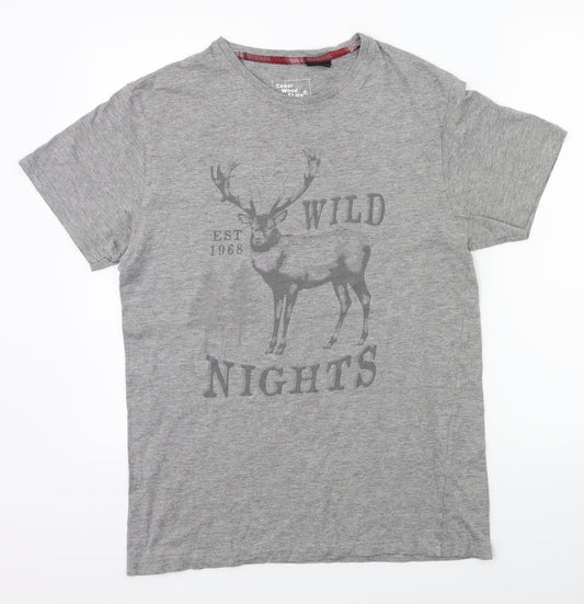 Primark Mens Grey Solid   Pyjama Top Size S  - Raindeer