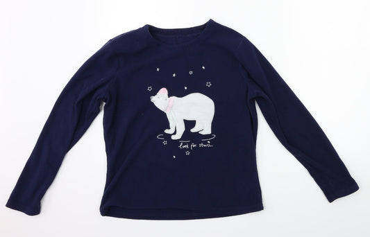 George Girls Black Solid  Top Pyjama Top Size 9 Years  - POLAR BEAR