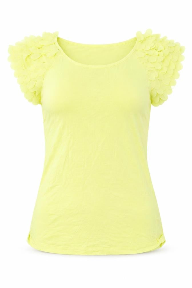 South Womens Yellow   Basic T-Shirt Size 10  - frilly shoulder