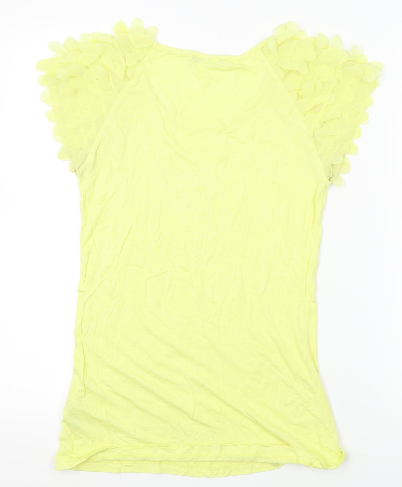 South Womens Yellow   Basic T-Shirt Size 10  - frilly shoulder