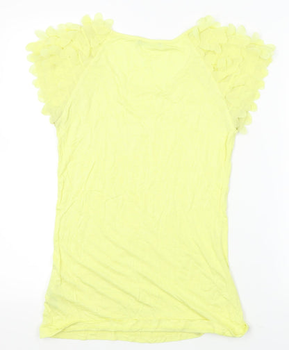 South Womens Yellow   Basic T-Shirt Size 10  - frilly shoulder
