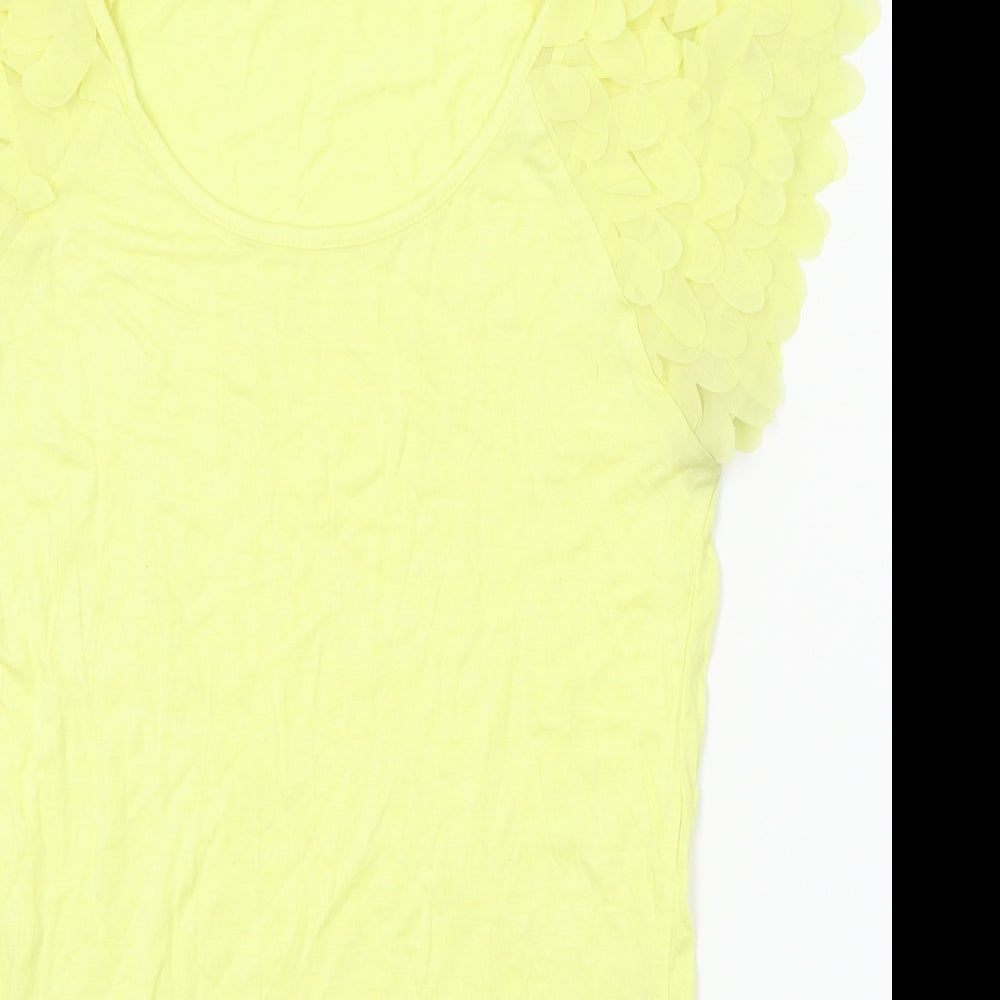 South Womens Yellow   Basic T-Shirt Size 10  - frilly shoulder
