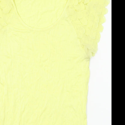South Womens Yellow   Basic T-Shirt Size 10  - frilly shoulder