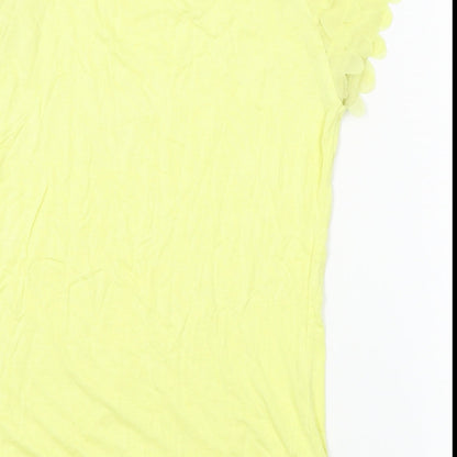 South Womens Yellow   Basic T-Shirt Size 10  - frilly shoulder