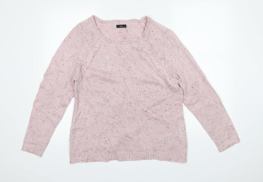 M&Co Womens Pink Herringbone  Pullover Jumper Size 14