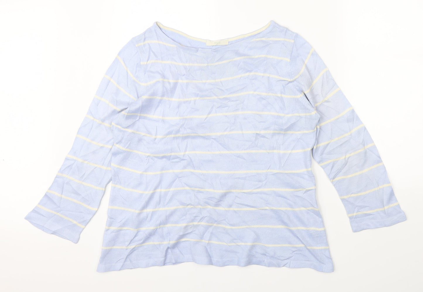 Marks & Spencer Womens Blue Striped  Pullover Jumper Size 14