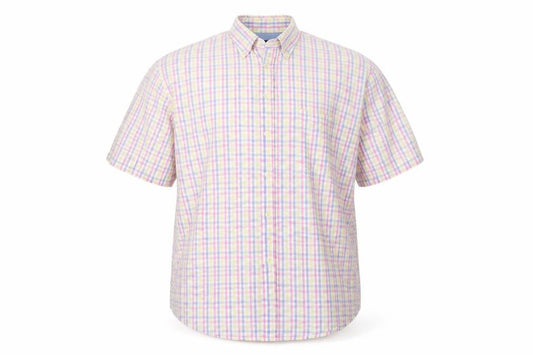 GREENVILLA Mens White Check   Button-Up Size 2XL