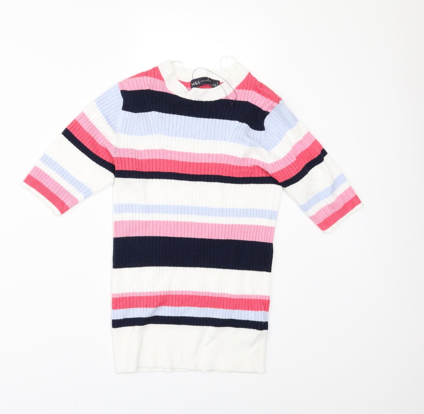 Marks and Spencer Womens White Striped  Pullover Jumper Size 6