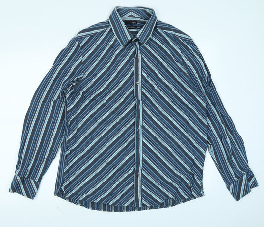 NEXT Mens Blue Striped   Button-Up Size XL