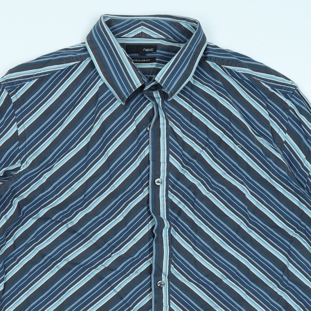 NEXT Mens Blue Striped   Button-Up Size XL