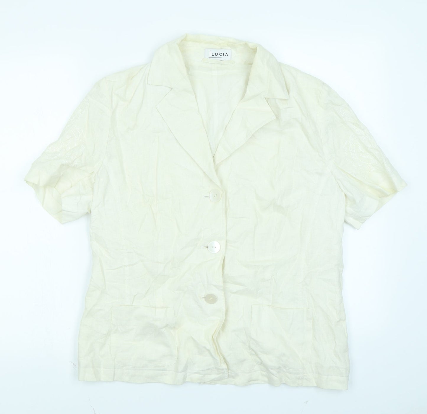 LUCIA Womens Ivory   Basic Button-Up Size 16