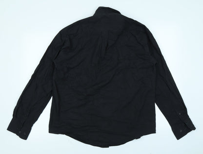 Tom Hagan Mens Black    Button-Up Size 15