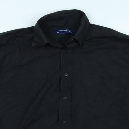 Tom Hagan Mens Black    Button-Up Size 15