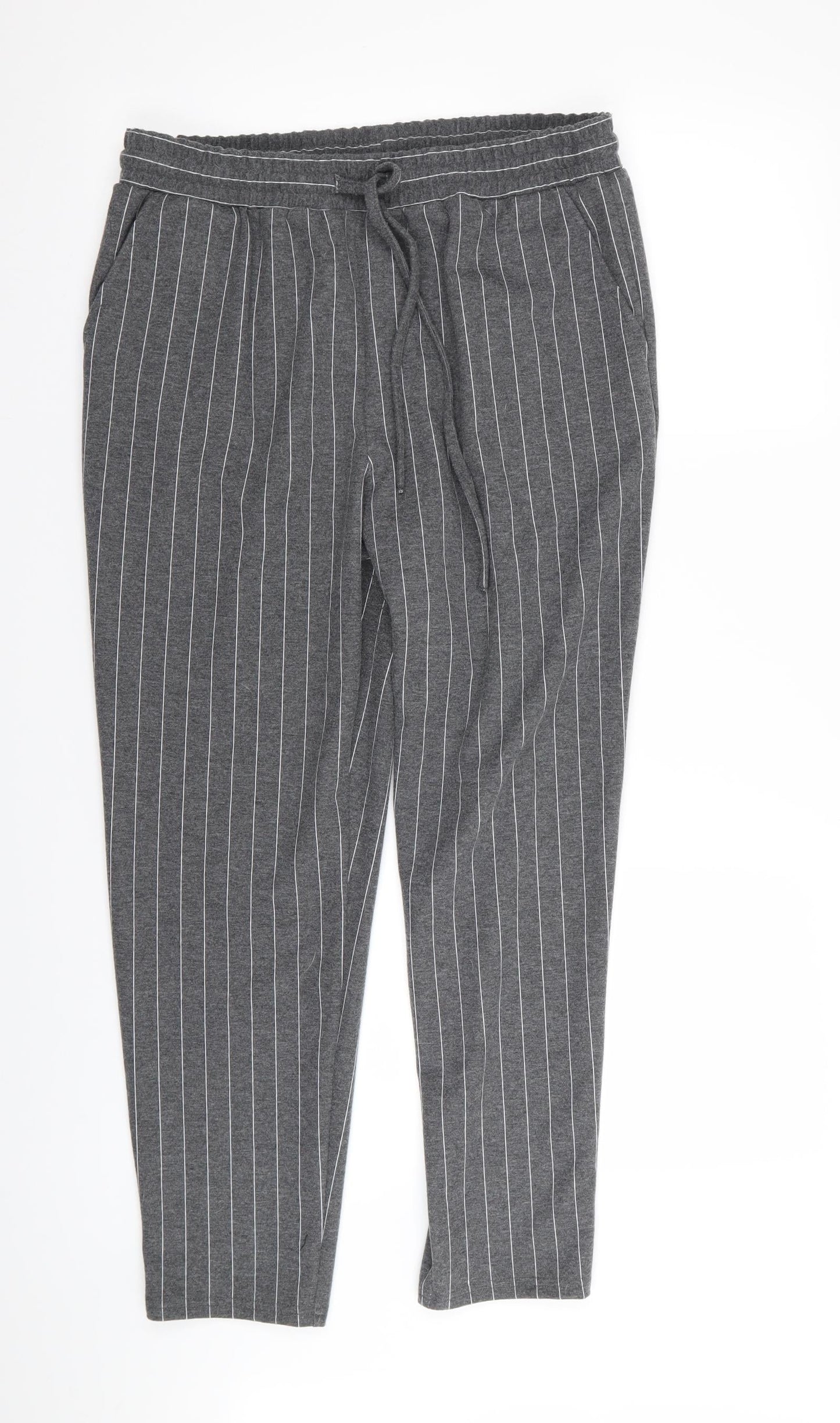 Papaya Womens Grey Striped  Trousers  Size 12 L25 in