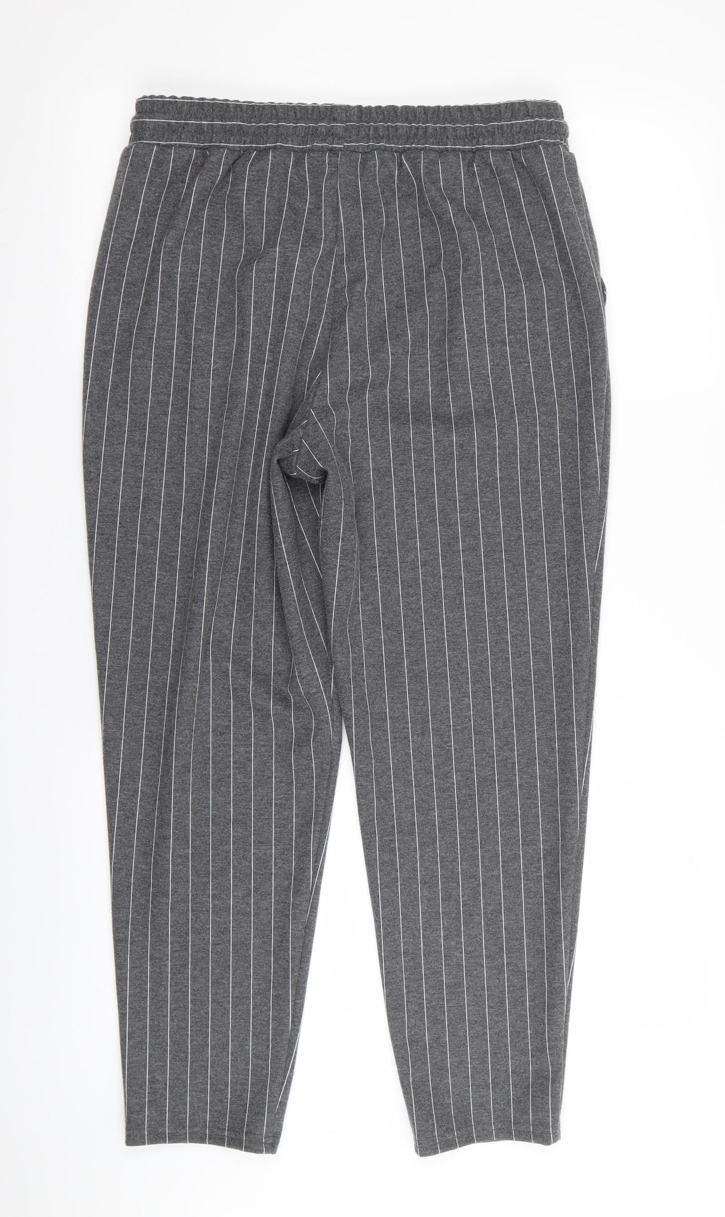 Papaya Womens Grey Striped  Trousers  Size 12 L25 in