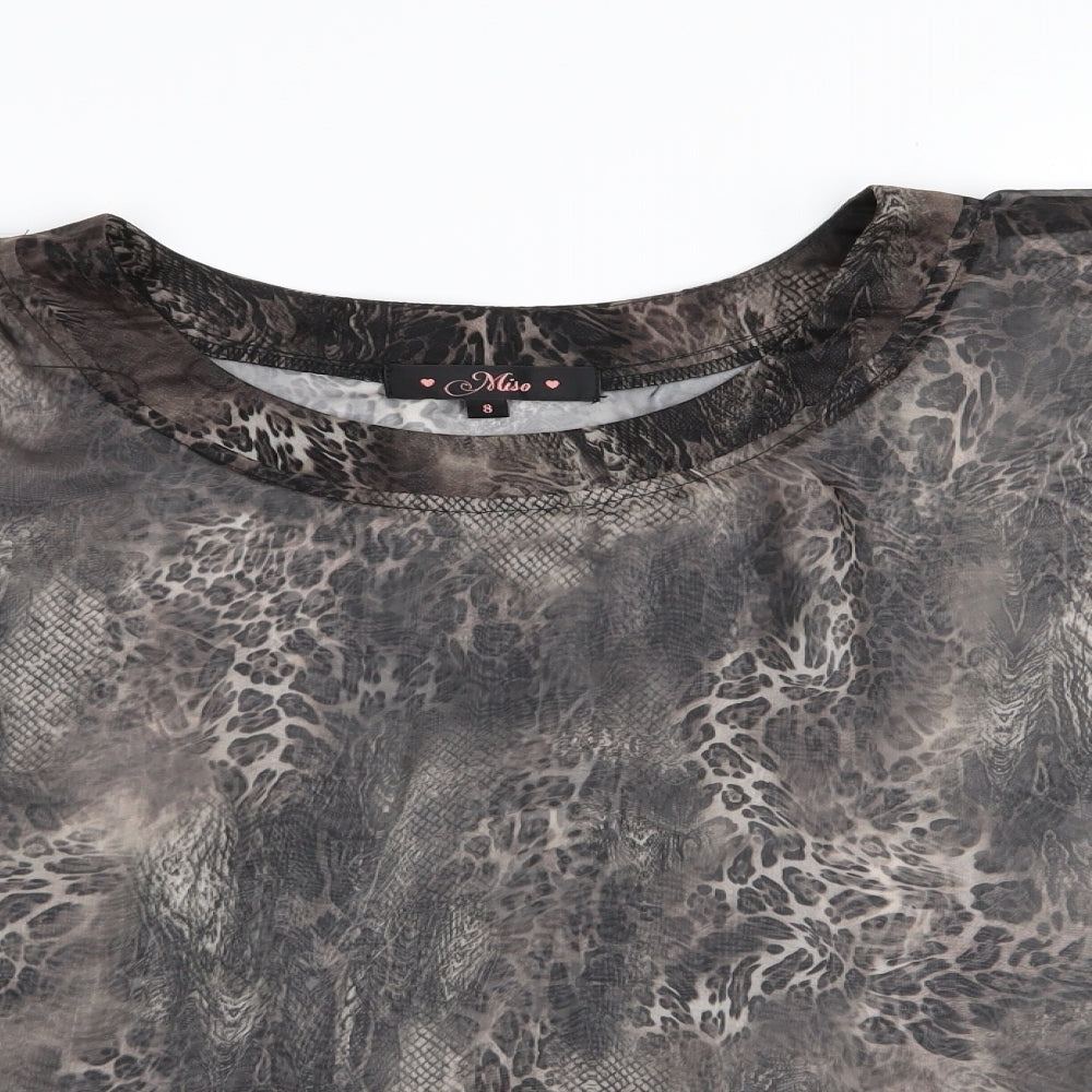 Miso Womens Multicoloured Animal Print  Basic Blouse Size 8