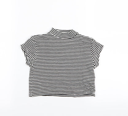 Preloved Preworn Girls White Striped  Basic T-Shirt Size 8-9 Years - Back