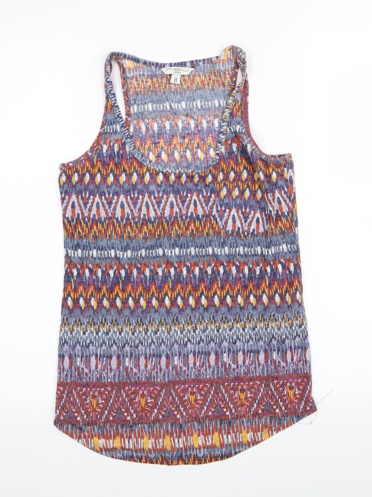 New Look Womens Multicoloured Geometric  Basic Tank Size 8