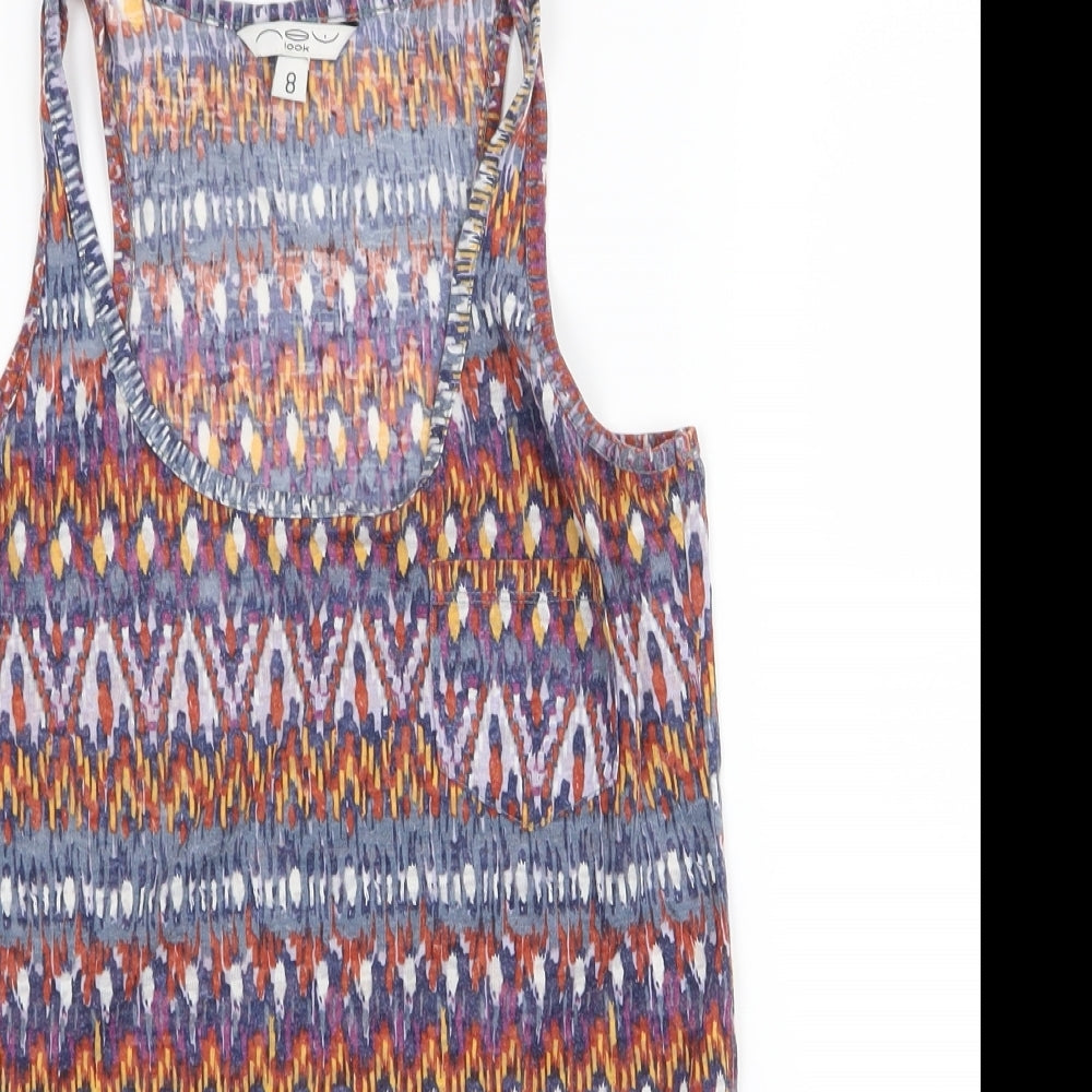 New Look Womens Multicoloured Geometric  Basic Tank Size 8
