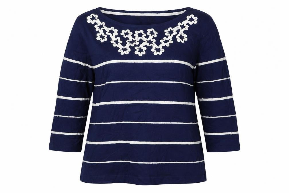 Bonmarché Womens Blue Striped Pullover Jumper Size L