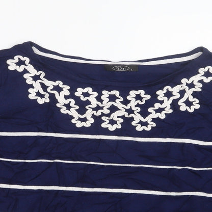 Bonmarché Womens Blue Striped Pullover Jumper Size L