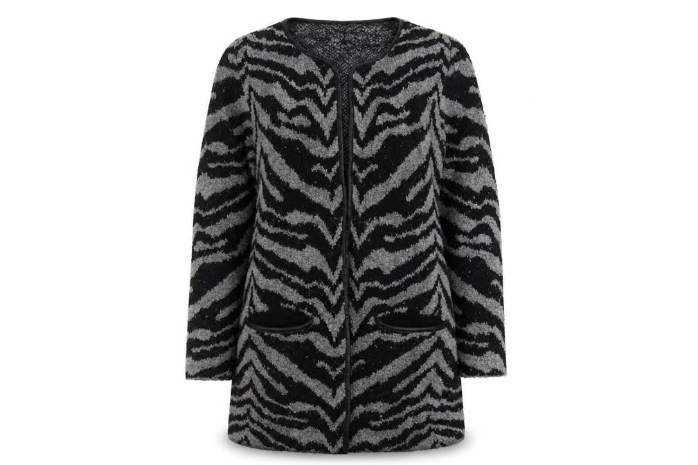 Alexara Womens Grey Geometric Knit Cardigan Jumper Size M