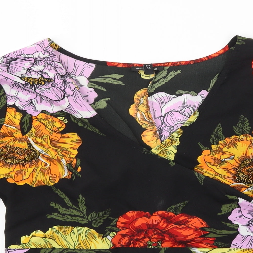 River Island Womens Multicoloured Floral  Basic T-Shirt Size 8